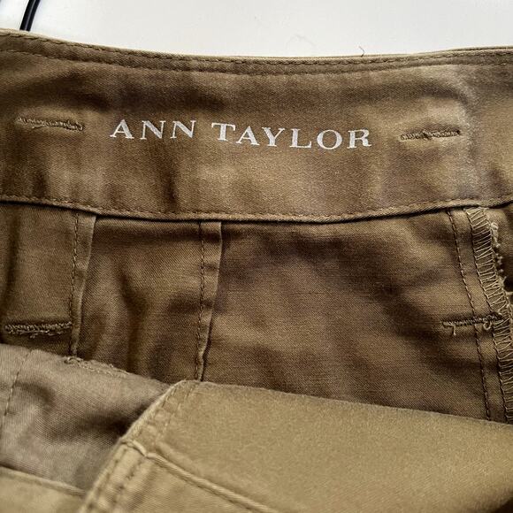 Ann Taylor Olive Trench Coat Style A-Line Mini Skirt Twill Buttons Womens 2 - Picture 7 of 9